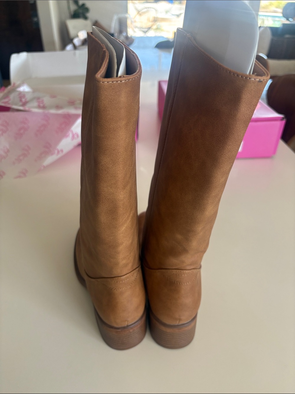 Campus Style Women's Mid-Calf Brown Leather Boots - Picture 7 of 9